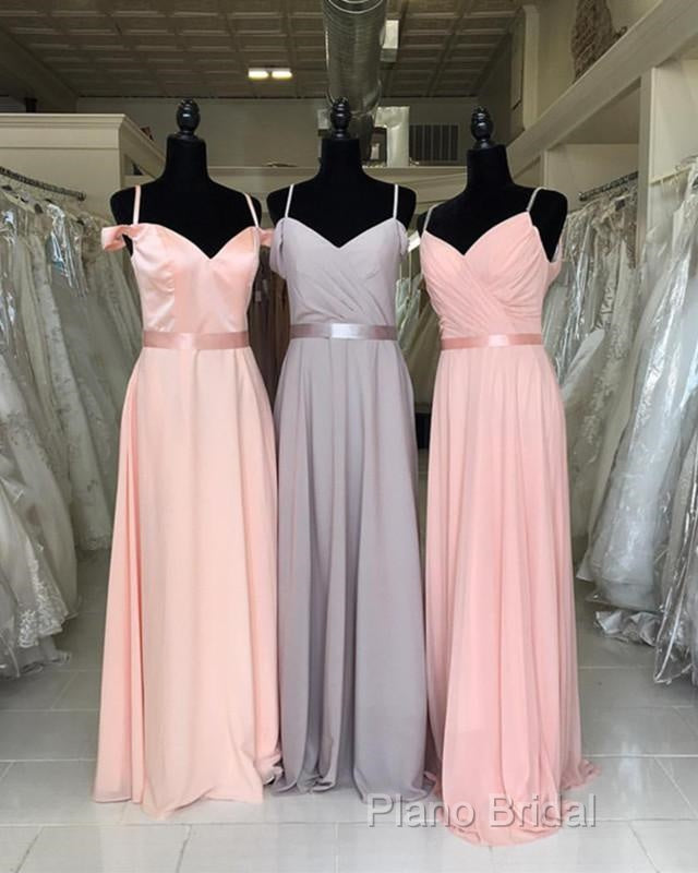Off The Shoulder V-Neck Chiffon Bridesmaid Dresses Floor Length Secondary image