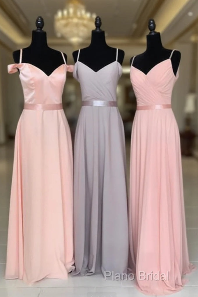 Off The Shoulder V-Neck Chiffon Bridesmaid Dresses Floor Length Main image