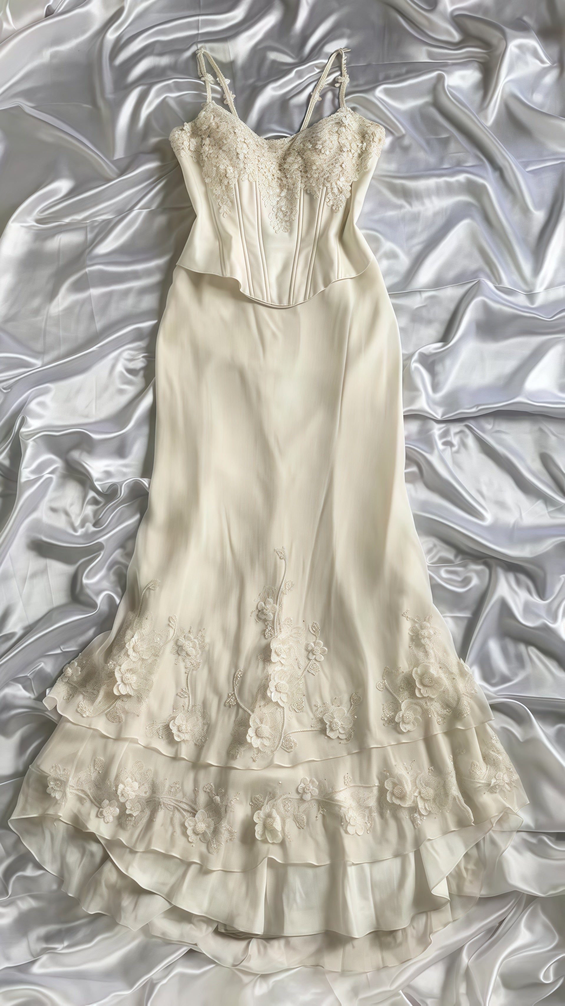Off White Chiffon Appliques Party Dresses, Two Pieces Mermaid Formal Prom Dresses Main image