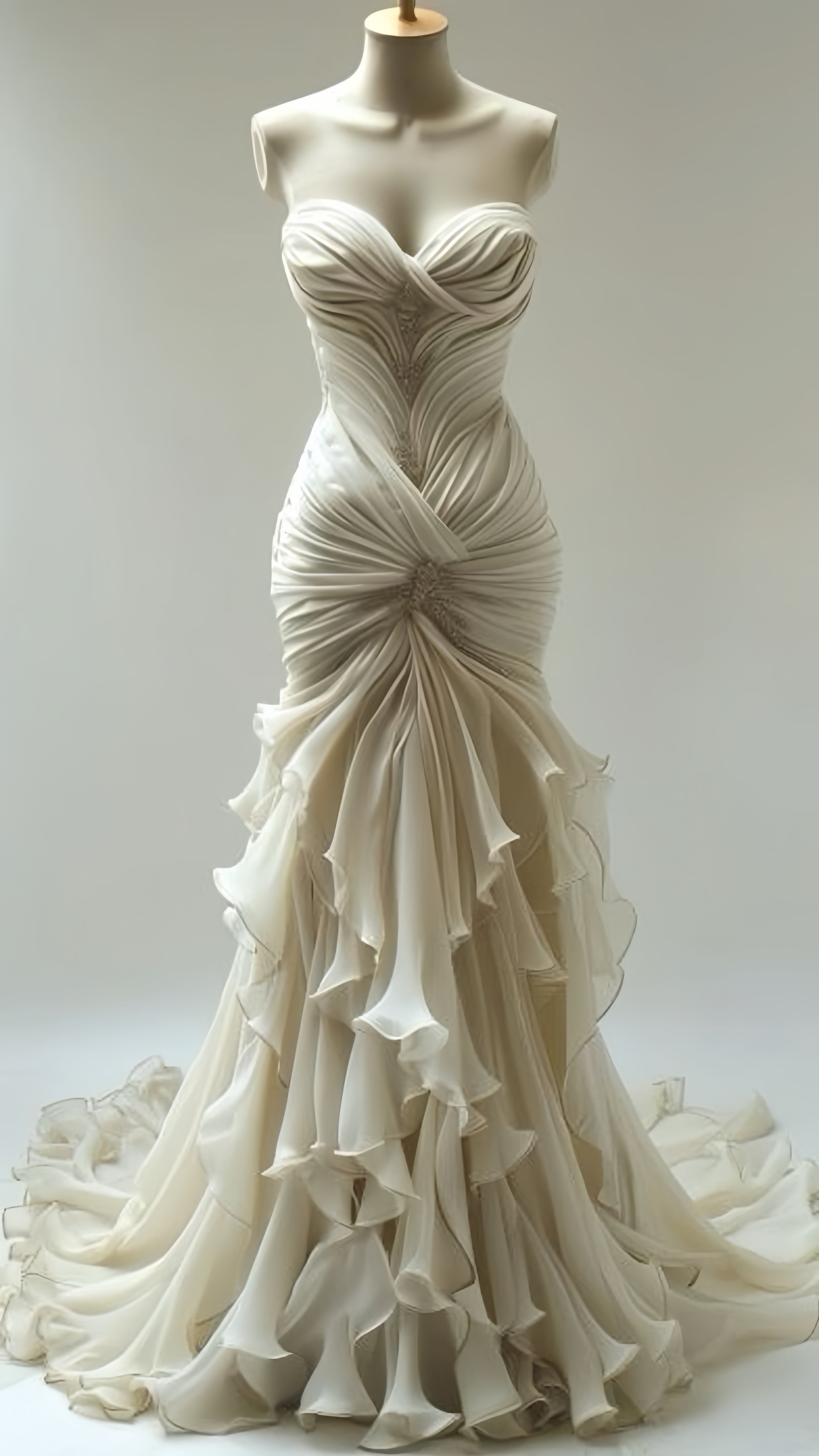 Off White Pleated Formal Evening Formal Prom Dresses, Sweetheart Organza Wedding Dresses,