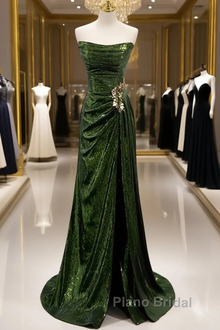 Olive Green Trumpet Mermaid Sequin Formal Prom Dresses Main image