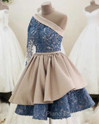 One Shoulder Ball Gown Ruffles Appliques Dresses