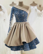 One Shoulder Ball Gown Ruffles Appliques Dresses