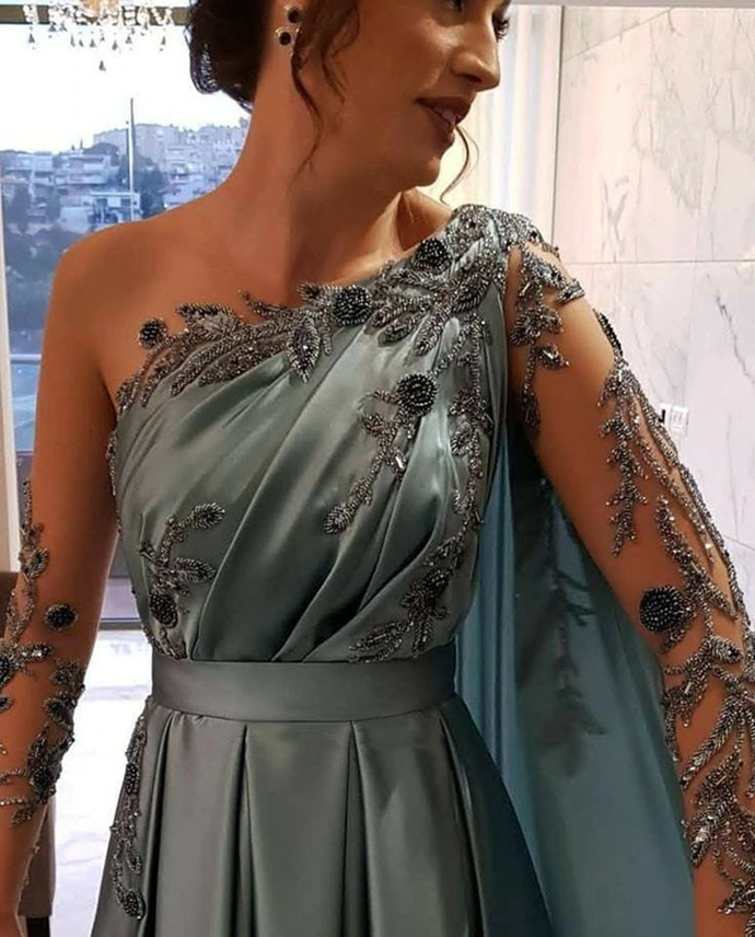 One Shoulder Beading Formal Evening Dresses Formal Prom Party Dresses Secondary image
