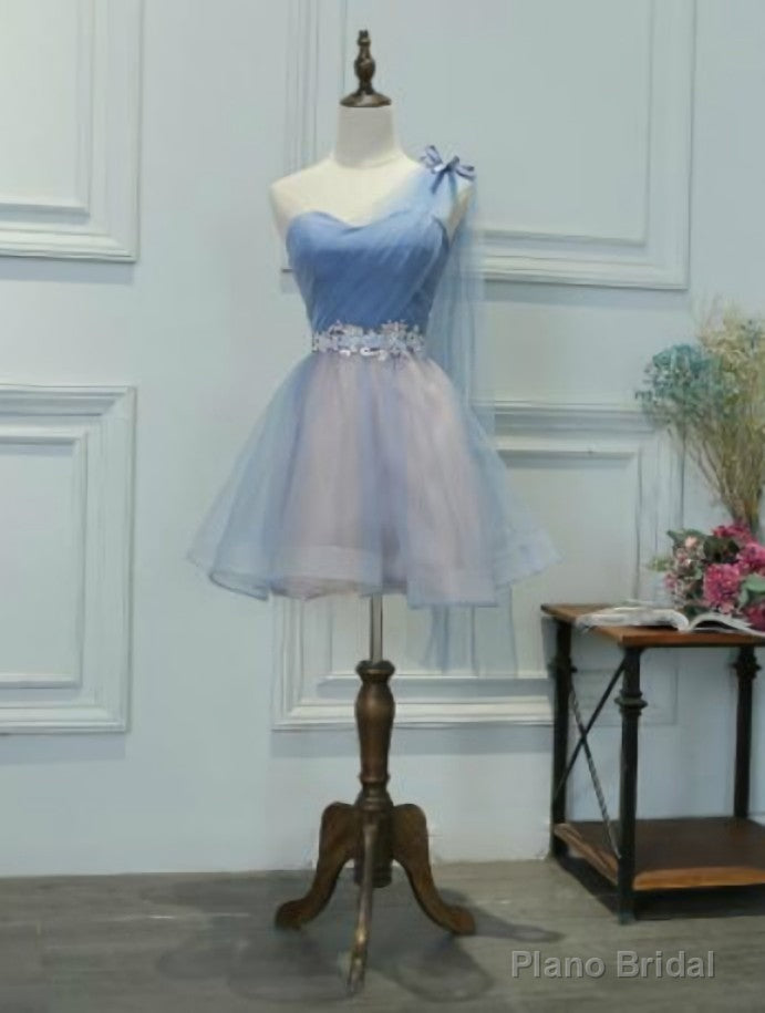 One Shoulder Blue Tulle Homecoming Dress Main image