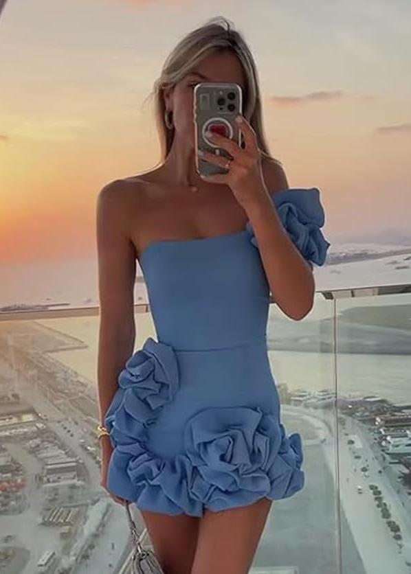 One Shoulder Bodycon Homecoming Dress With Ruffles Secondary image
