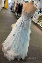 One Shoulder Flowers Lace Formal Prom Dresses Applique Sweetheart With Split