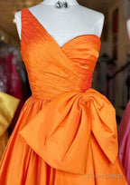 One Shoulder Long Prom Dresses with Bow