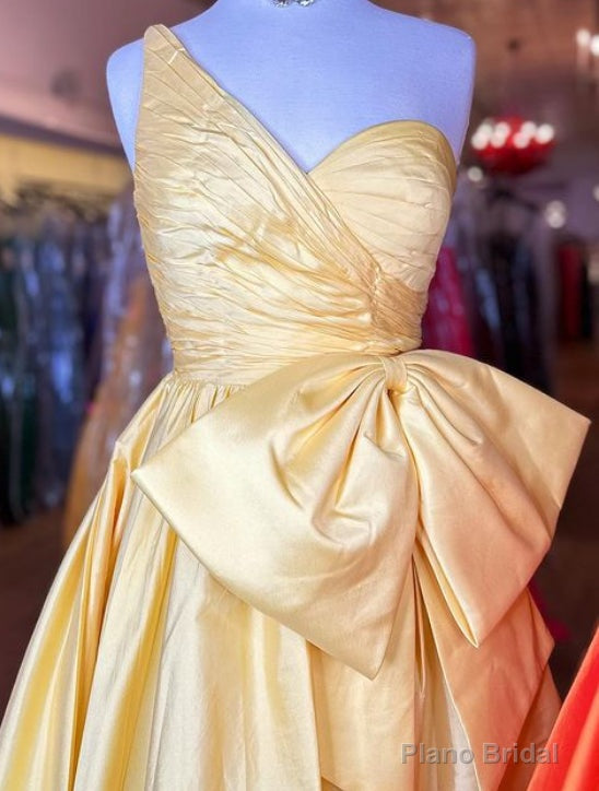 One Shoulder Long Prom Dresses with Bow