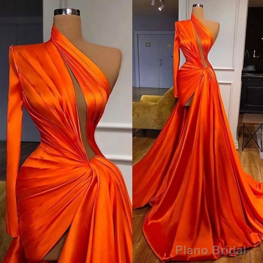 One Shoulder Prom Dress, Pleats Evening Dress Main image