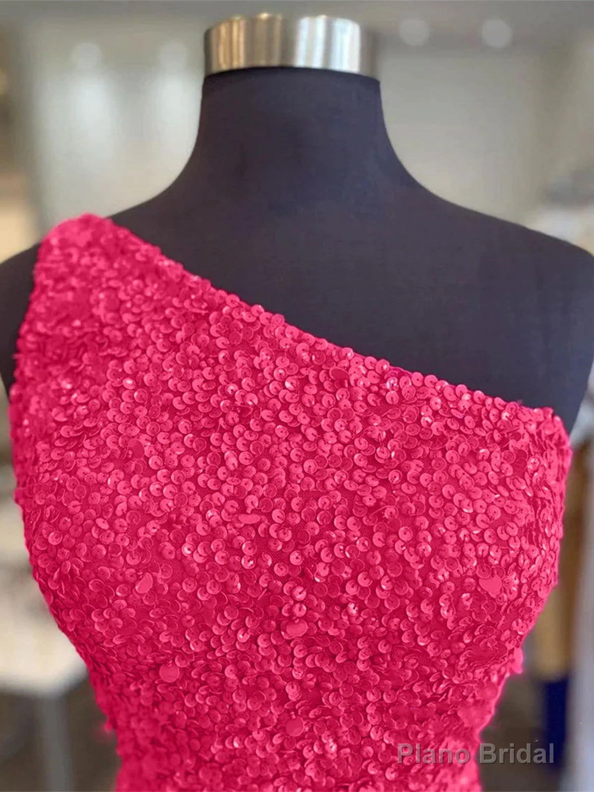 One Shoulder Short Hot Pink Prom Dresses, One Shoulder Short Hot Pink Formal Homecoming Dresses Secondary image