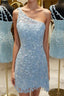 One Shoulder Short Lace Formal Prom Dresses, Short Lace Formal Homecoming Dresses