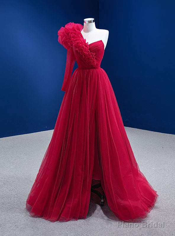 One Shoulder Tulle Pleats One Shoulder Prom Dress Main image