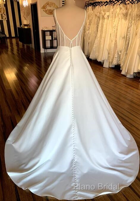 Open Back A-Line Satin Wedding Dresses Secondary image