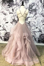 Open Back Dusty Pink Long Formal Prom Dresses Simple Formal Prom Dresses Long Evening Gowns