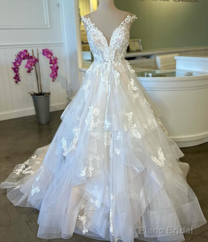 Open Back Tulle/Lace Wedding Dress with Ruffle Skirt Secondary image