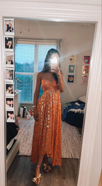 Orange A-Line Spaghetti Straps Chic Long Party Dresses