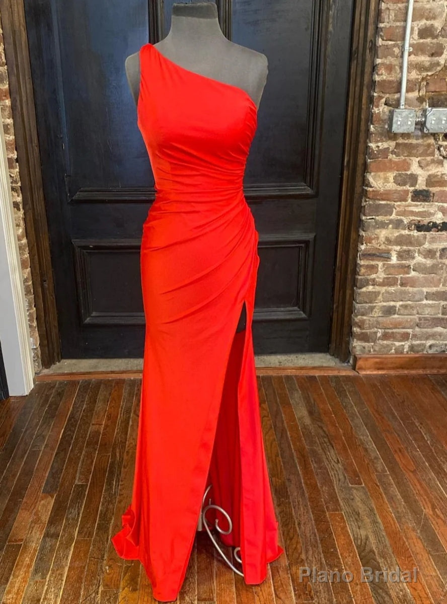 Orange One Mermaid Pleats Prom Dress Main image