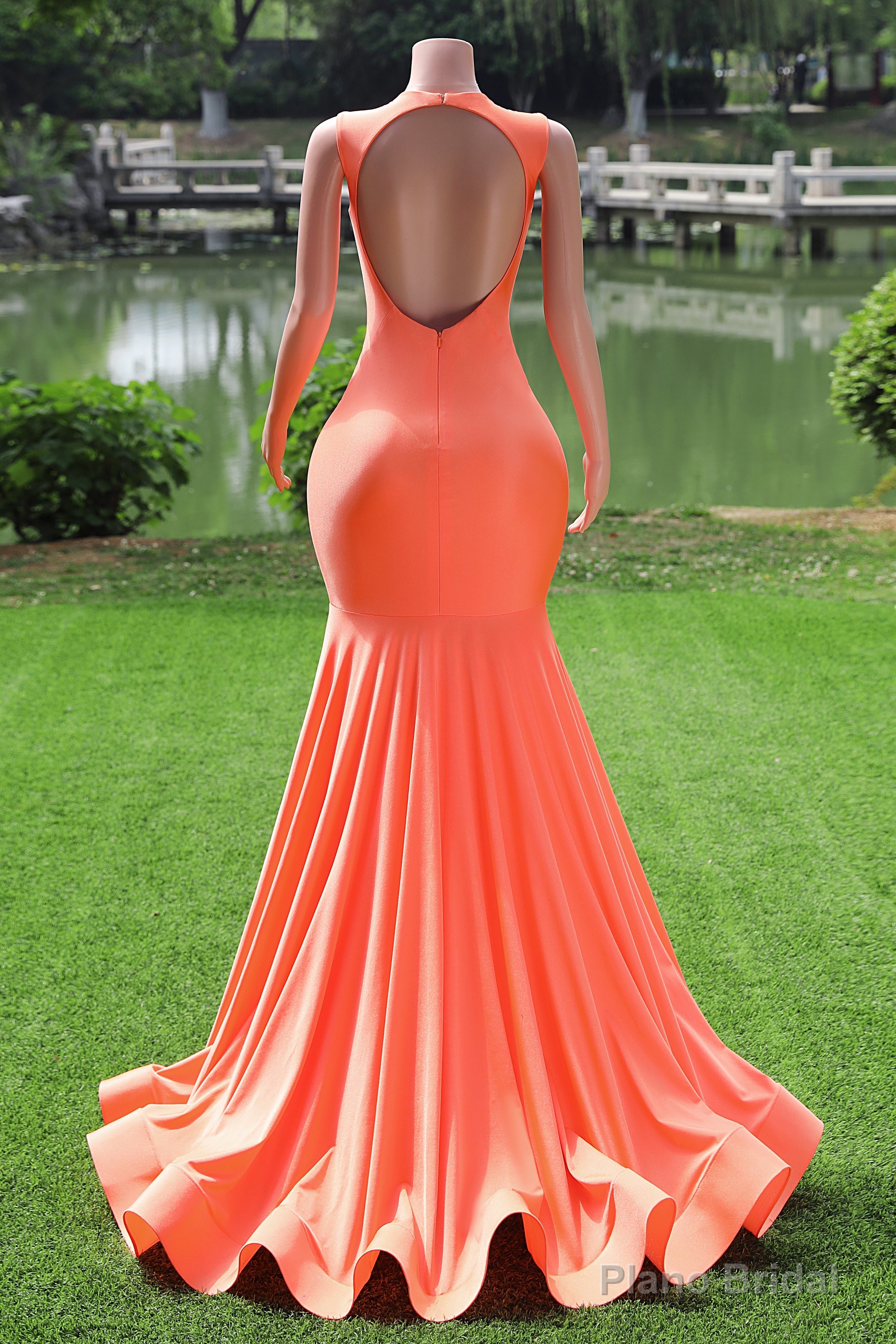 Yellow Prom Dresses Sexy Mermaid Women Evening Dress Sleeveless Open Back