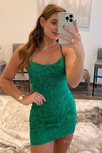 Orange Short Tight Homecoming Dress with Lace Beading