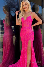 Orange Spaghetti Straps Mermaid Prom Dress