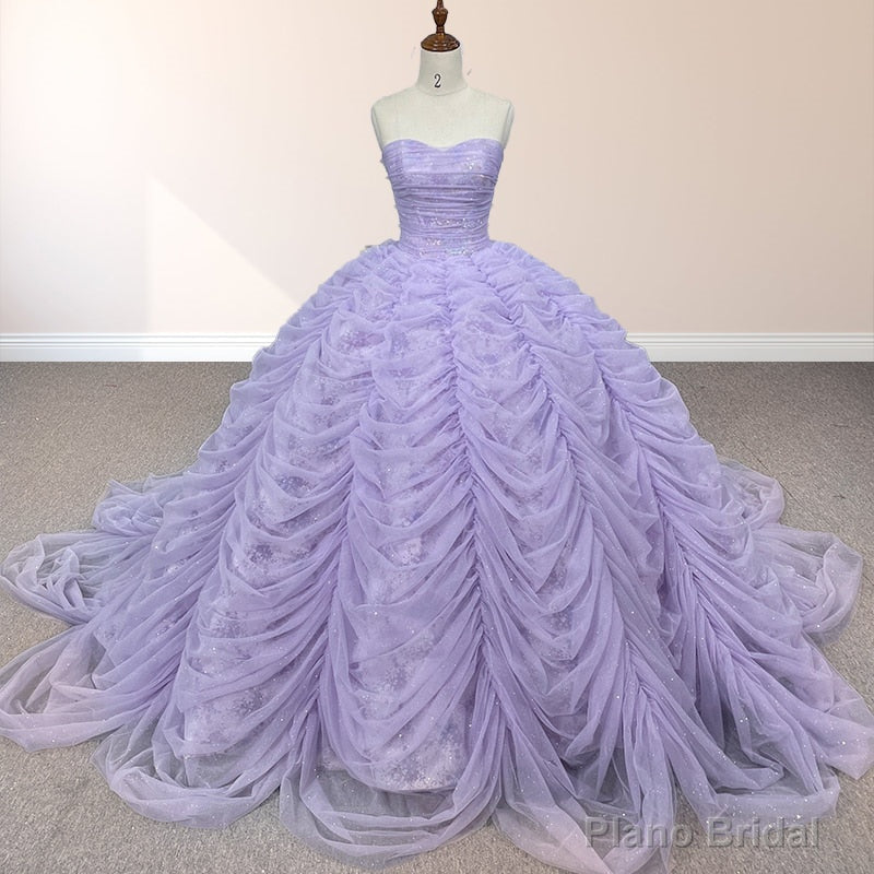 Organza Ball Gown Sweetheart Lavender Pleats Party Dress Main image