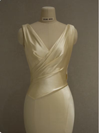 Pastel Yellow Satin Backless Mermaid Long Formal Prom Dresses