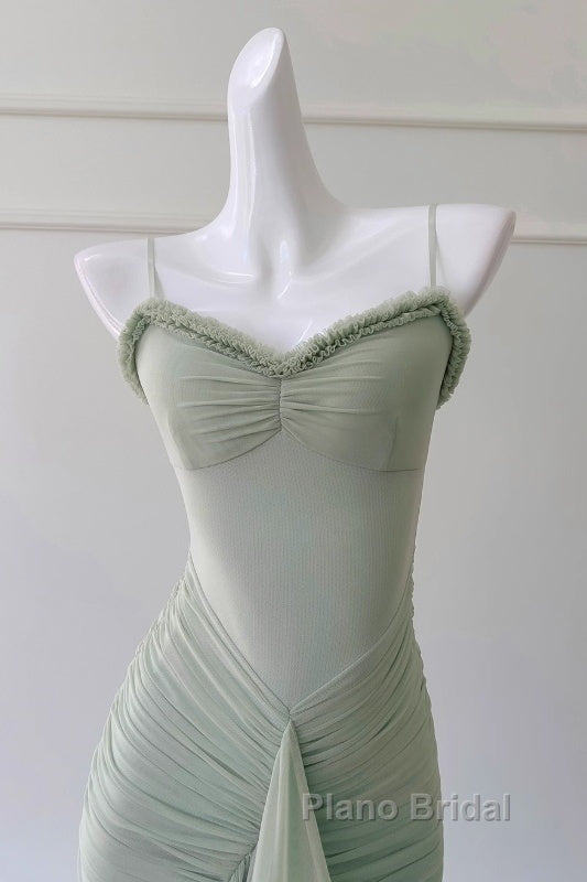 Pea Green Suspender Long Dresses