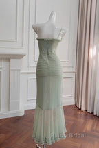 Pea Green Suspender Long Dresses