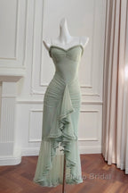 Pea Green Suspender Long Dresses