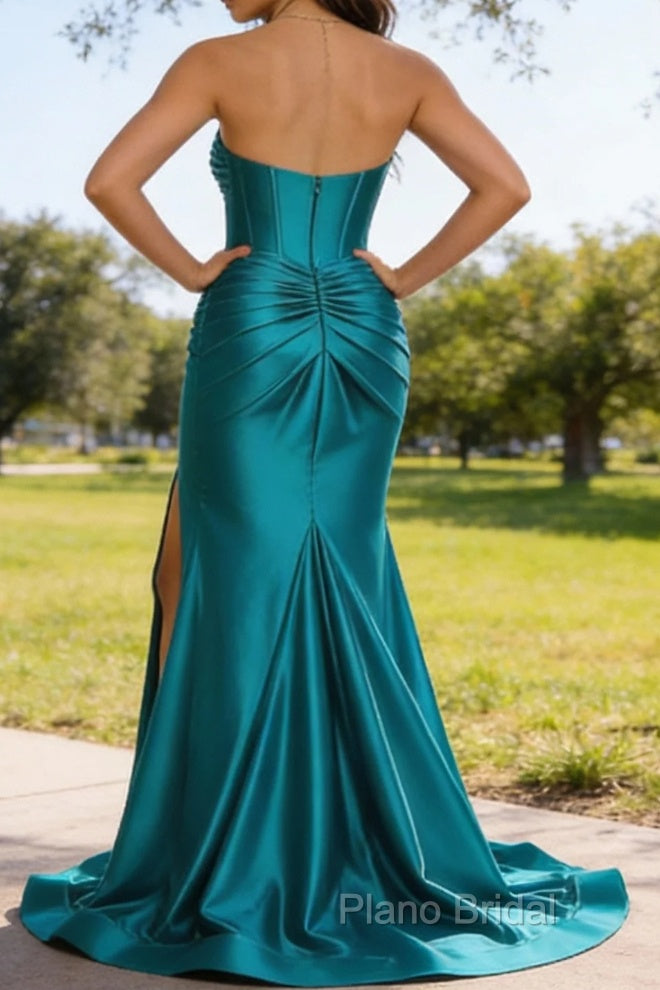 Peacock Mermaid Sweetheart Corset Long Prom Dress with Slit Secondary image