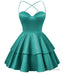 Peacock Satin Homecoming Dress Sweetheart Neck Tiered Short Graduation Dresses