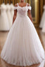 Pearl Pink Straps A Line Tulle Long Formal Prom Dresses with Pearls, Long Formal Gown