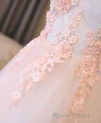 Light Pink Lace Off Shoulder Lonng Formal Prom Dresses, Pink Evening Dresses