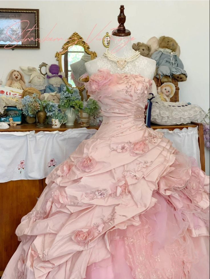 Pink A Line Princess Quinceanera Dresses Ball Gown Sweet 16 Dresses
