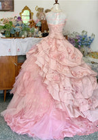 Pink A Line Princess Quinceanera Dresses Ball Gown Sweet 16 Dresses