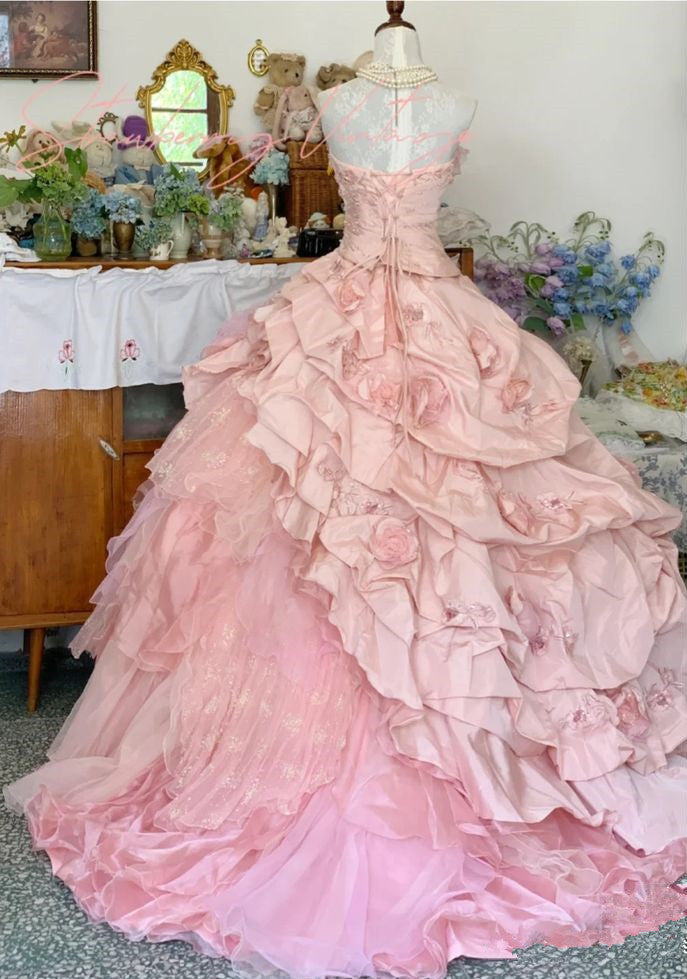 Pink A Line Princess Quinceanera Dresses Ball Gown Sweet 16 Dresses