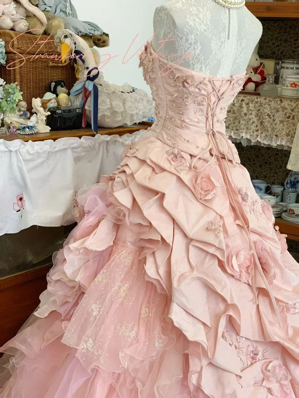 Pink A Line Princess Quinceanera Dresses Ball Gown Sweet 16 Dresses