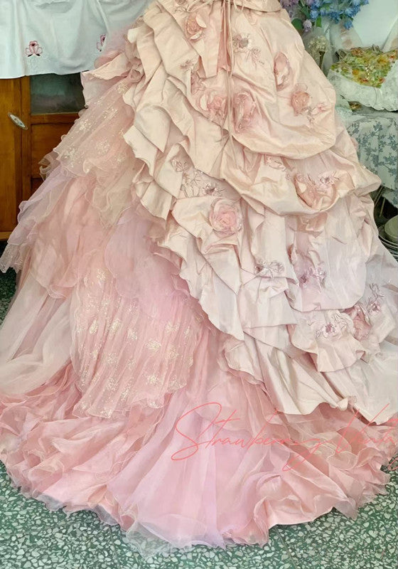 Pink A Line Princess Quinceanera Dresses Ball Gown Sweet 16 Dresses