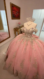 Pink A Line Princess Quinceanera Dresses Ball Gown, Sweet 16 Dresses