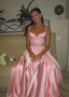 Pink A Line Spaghetti Straps Appliques Satin Long Formal Prom Dresses Formal Evening Dresses
