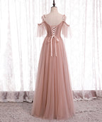 Pink Elegant A-Line Tulle Long Ball Gown Formal Evening Gown Bridesmaid Dresses