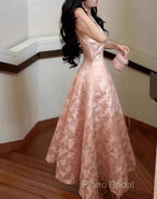 Pink A-Line Vintage Butterfly Embroidered Satin Formal Prom Dresses Birthday Dressesed01772