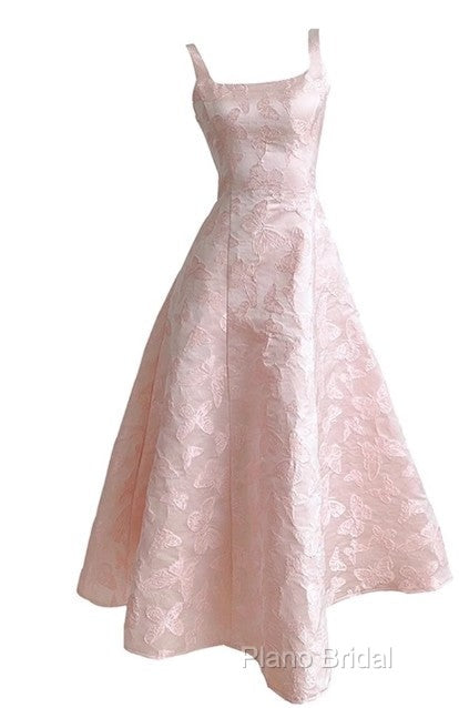 Pink A-Line Vintage Butterfly Embroidered Satin Formal Prom Dresses Birthday Dressesed01772
