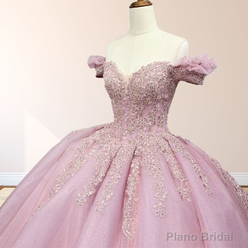 Pink Ball Gown Off the Shoulder Quinceanera Dresses