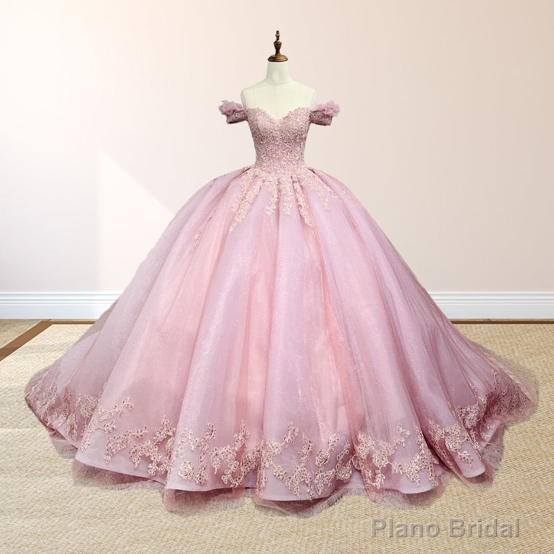 Pink Ball Gown Off the Shoulder Quinceanera Dresses Main image