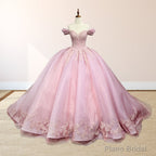 Pink Ball Gown Off the Shoulder Quinceanera Dresses