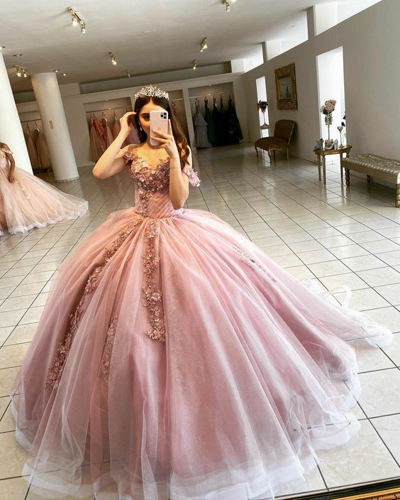 Pink Ball Gown Formal Prom Long Dresses Sweetheart Corset Main image