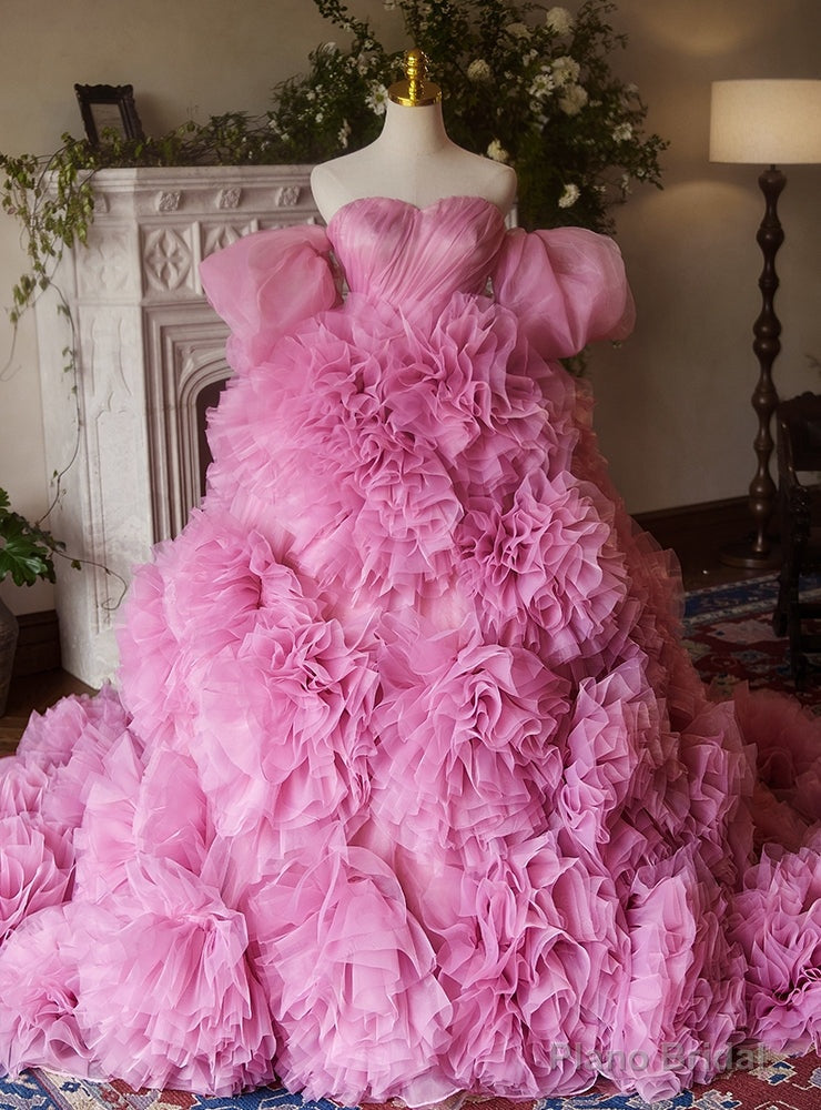 Pink Ball Gown Tulle Strapless Princess Quinceanera Dress Main image