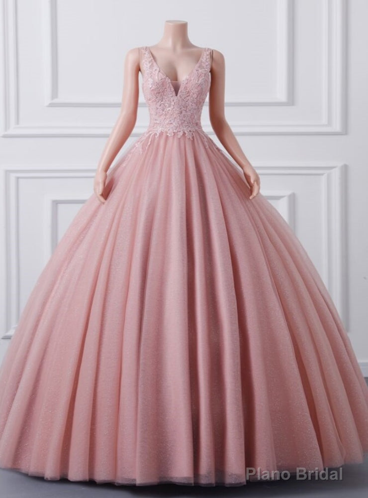 Pink Ball Gown V-neck Sequins Quinceanera Dress Main image
